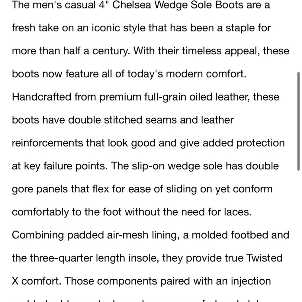 Twisted X Men's 4" Chelsea Wedge Sole Boots - Oiled Saddle Comp Toe - Picture 9 of 10